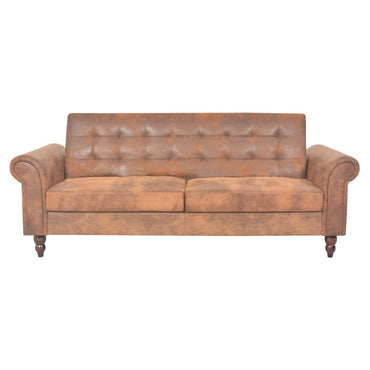 vidaXL 2-Sitzer Schlafsofa mit Armlehnen Künstliches Wildleder Braun