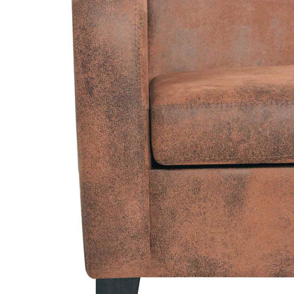 vidaXL Sofa 3-Sitzer Wildleder-Optik Braun