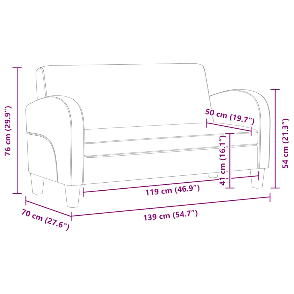 Sofa 2-Sitzer Kunstleder Schwarz