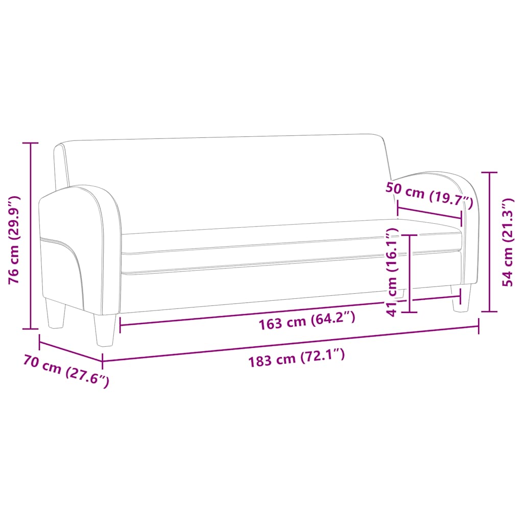 vidaXL 3-Sitzer-Sofa Kunstleder Schwarz