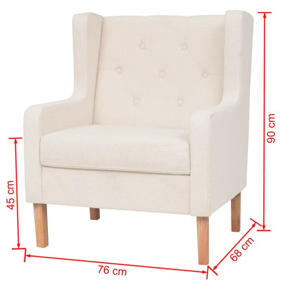 vidaXL 2-tlg. Sofa-Set Stoff Cremeweiß