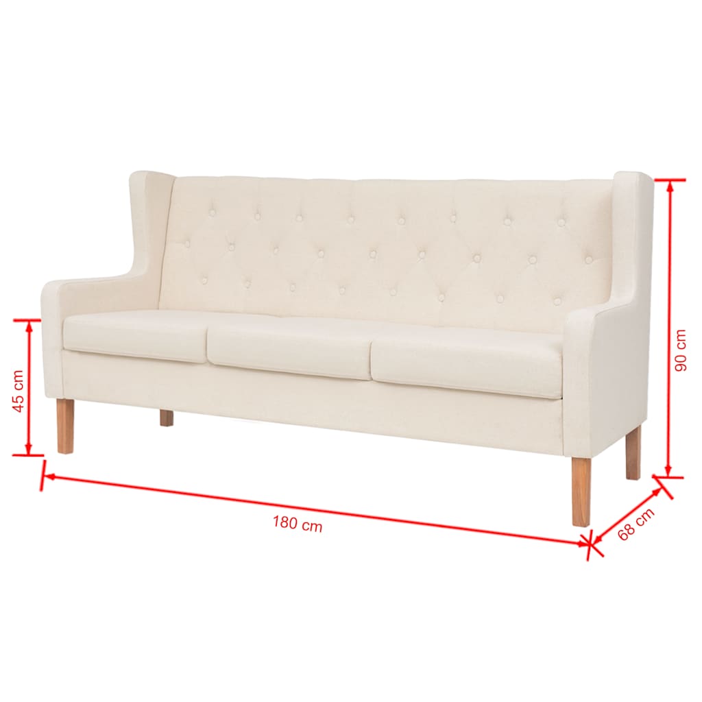 vidaXL 2-tlg. Sofa-Set Stoff Cremeweiß