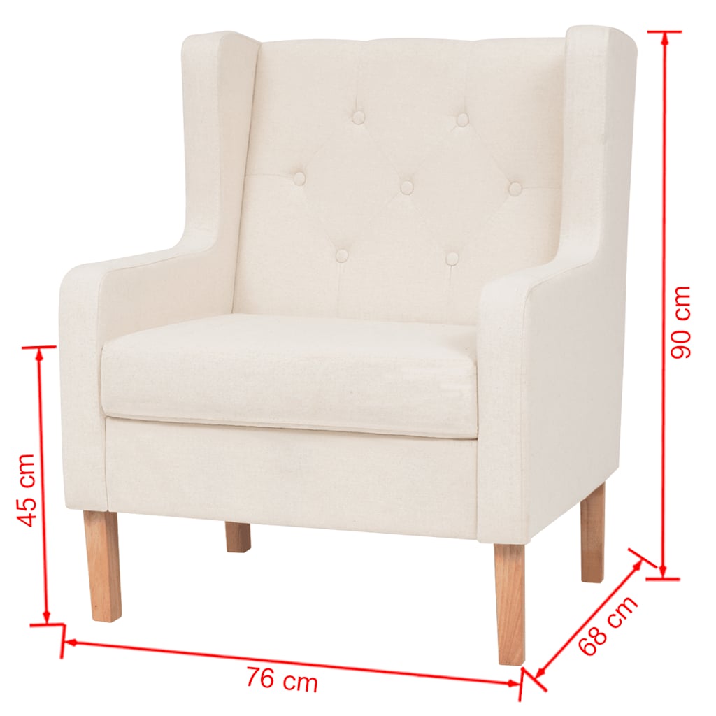 vidaXL 2-tlg. Sofa-Set Stoff Cremeweiß