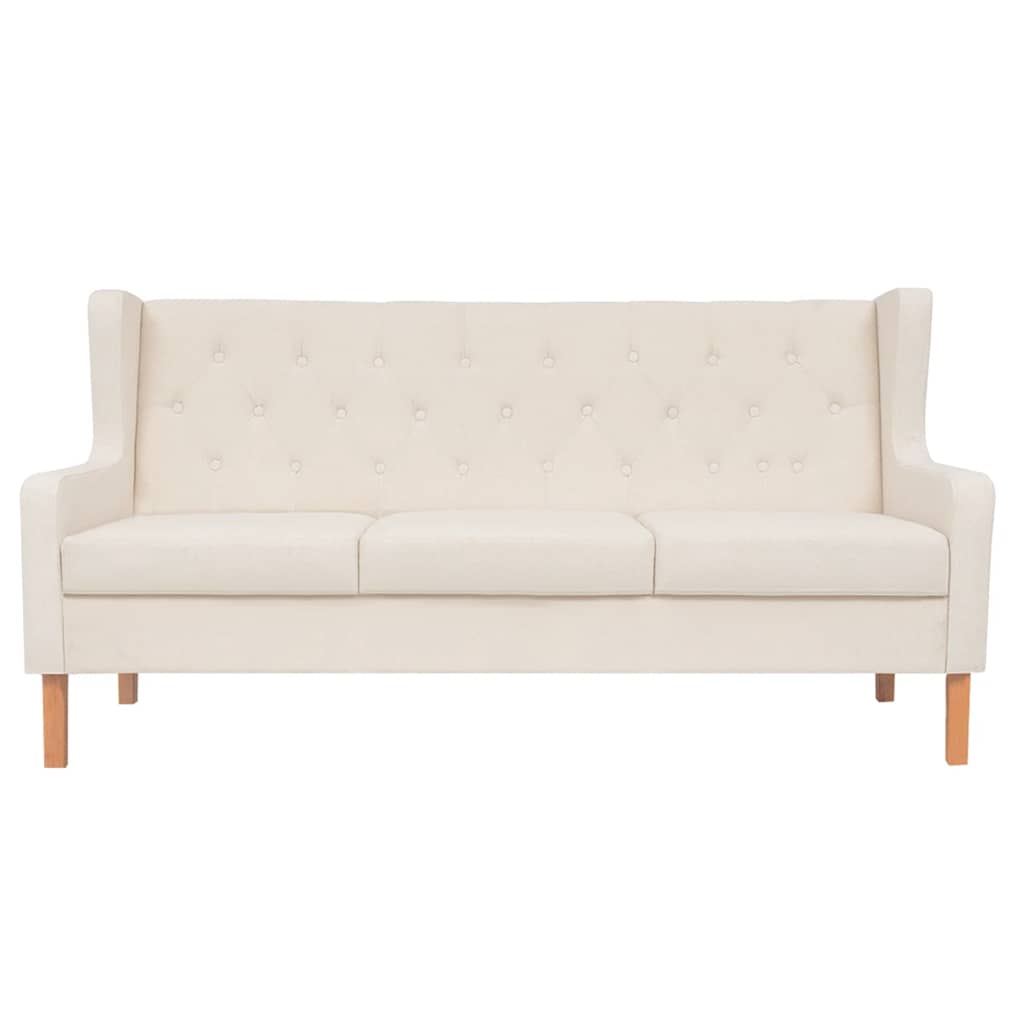 vidaXL 2-tlg. Sofa-Set Stoff Cremeweiß