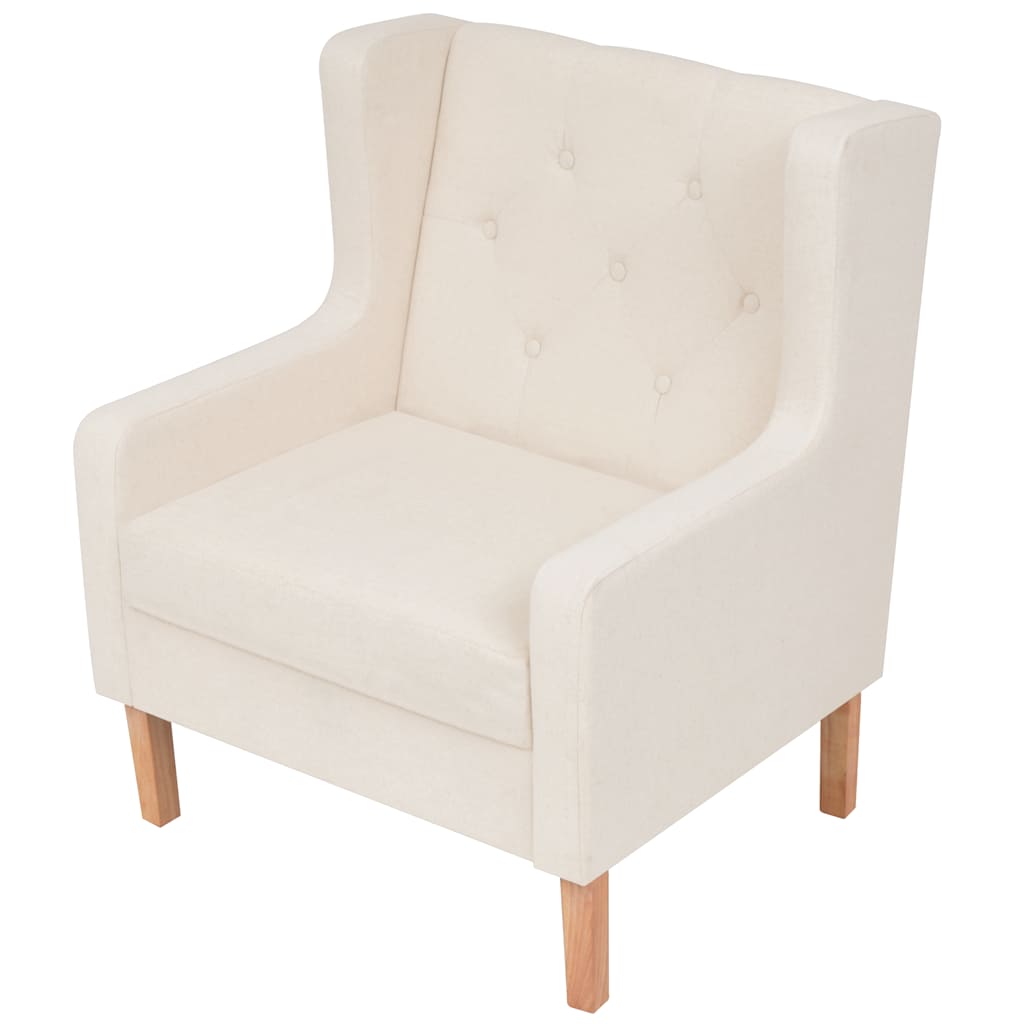 vidaXL 2-tlg. Sofa-Set Stoff Cremeweiß