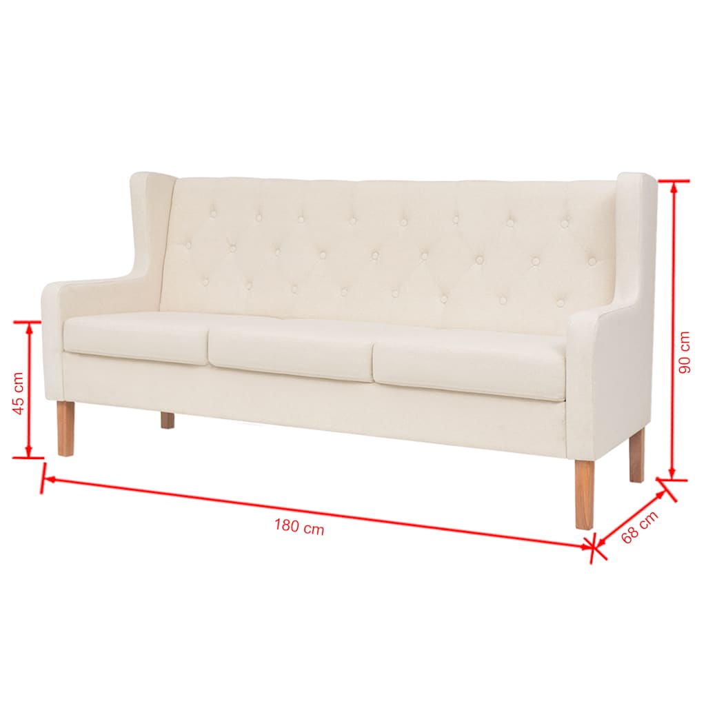 vidaXL 2-tlg. Sofa-Set Stoff Cremeweiß