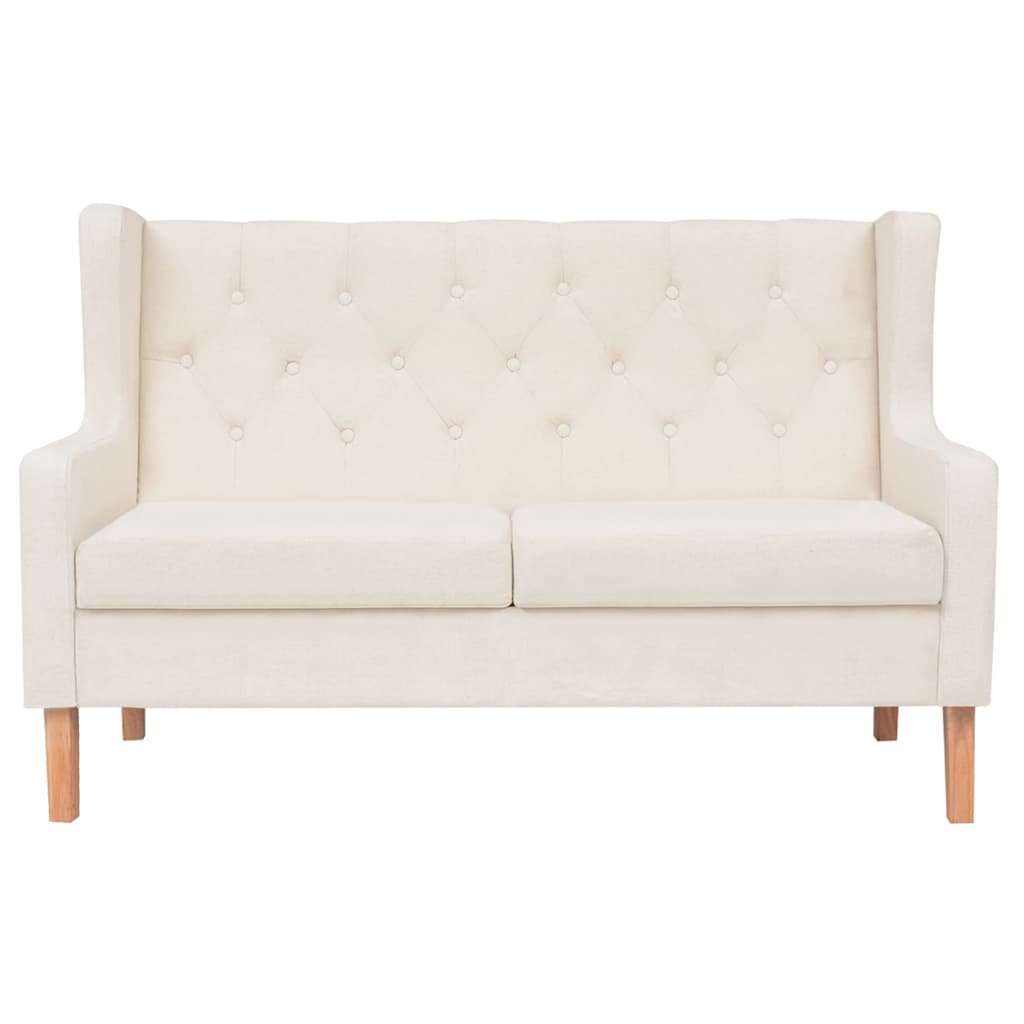 vidaXL 2-tlg. Sofa-Set Stoff Cremeweiß