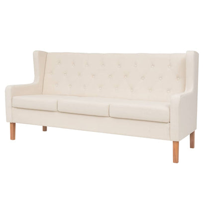 vidaXL 3-tlg. Sofa-Set Stoff Cremeweiß