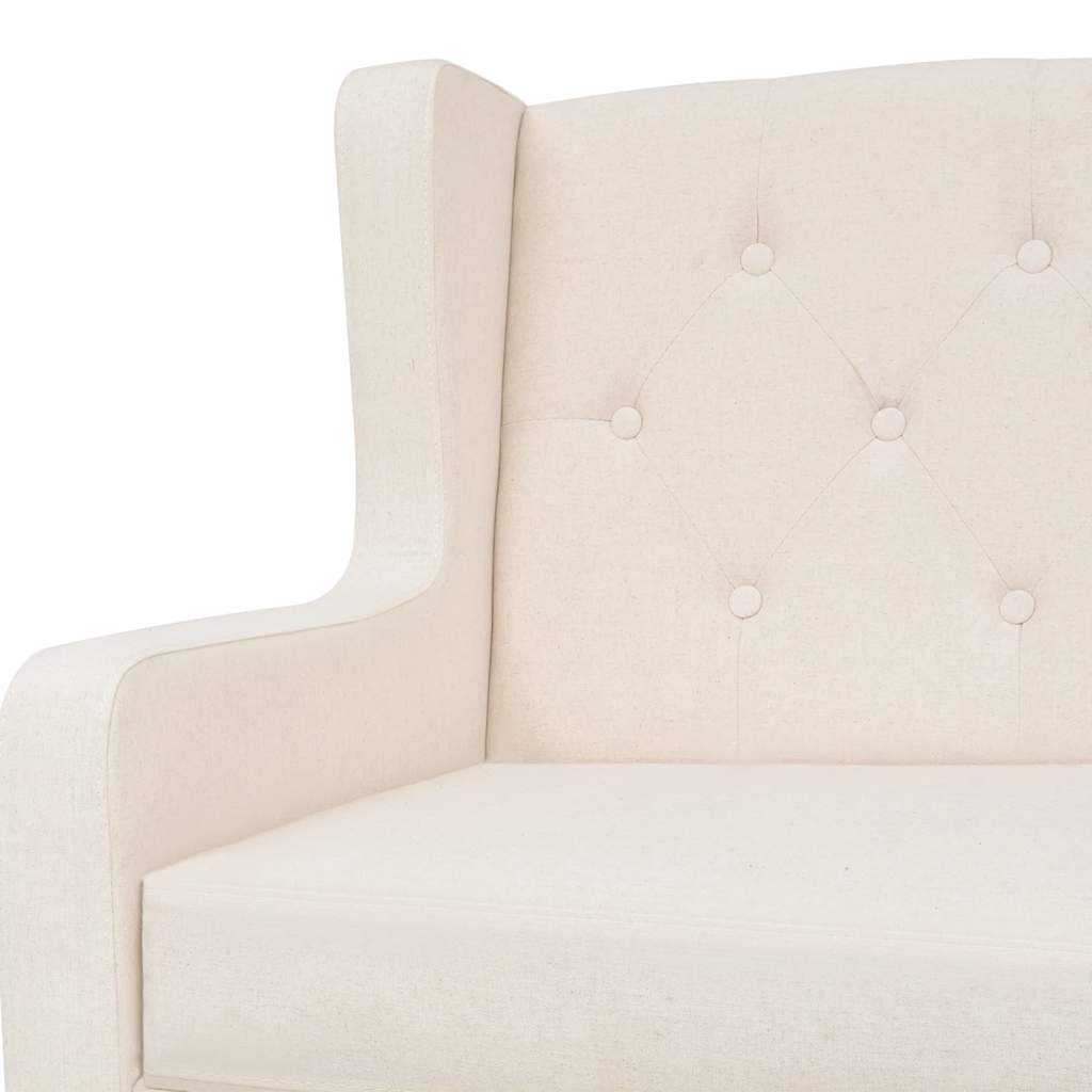 vidaXL 3-tlg. Sofa-Set Stoff Cremeweiß
