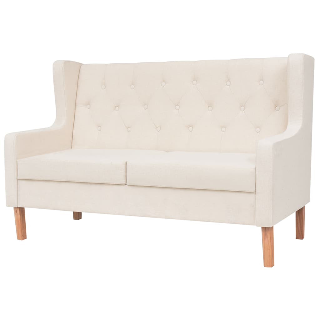 vidaXL 3-tlg. Sofa-Set Stoff Cremeweiß
