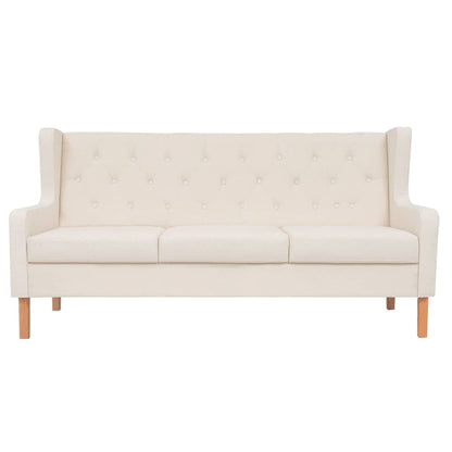 vidaXL 3-tlg. Sofa-Set Stoff Cremeweiß