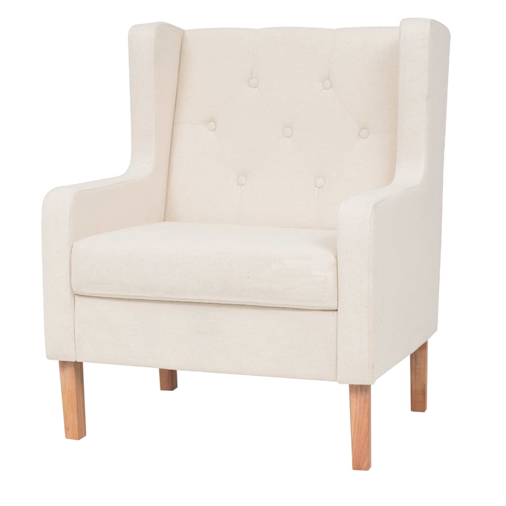 vidaXL 3-tlg. Sofa-Set Stoff Cremeweiß