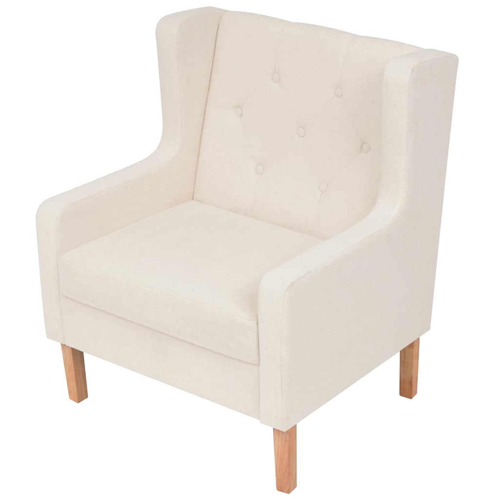 vidaXL 3-tlg. Sofa-Set Stoff Cremeweiß