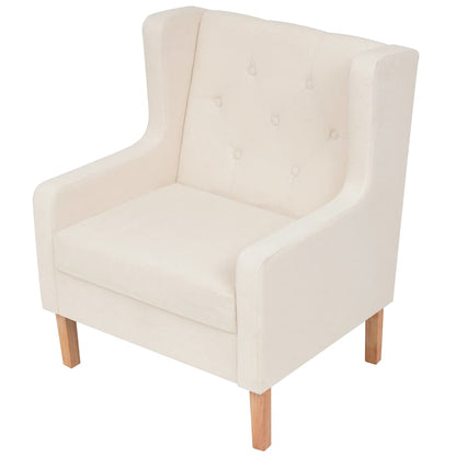 vidaXL 3-tlg. Sofa-Set Stoff Cremeweiß