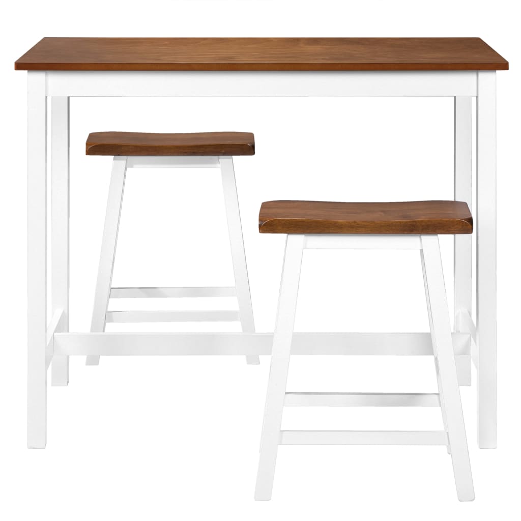 vidaXL Bartisch- und Hocker-Set 3-tlg. Massivholz