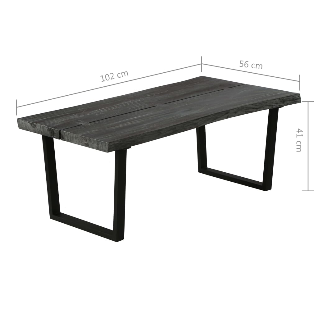vidaXL Table basse en bois de mindi massif 102 x 56 x 41 cm Gris