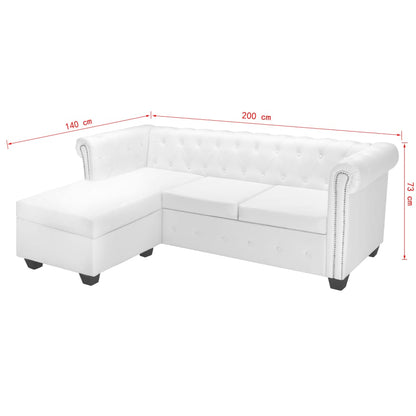 vidaXL Chesterfield-Sofa L-Form Kunstleder Weiß