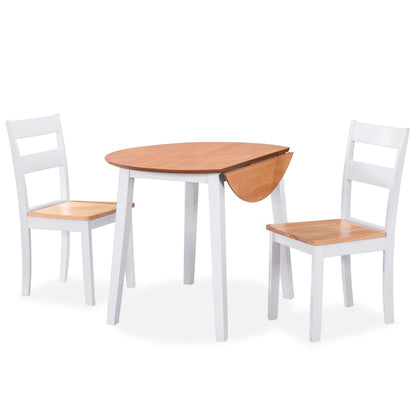vidaXL Ensemble de salle à manger 3 pcs MDF et bois d'hévéa Blanc