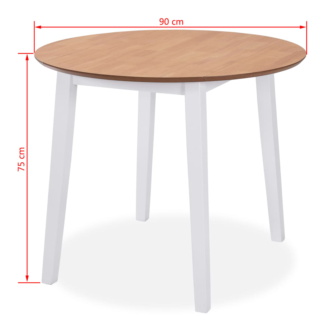 vidaXL Ensemble de salle à manger 3 pcs MDF et bois d'hévéa Blanc