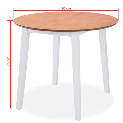 vidaXL Ensemble de salle à manger 3 pcs MDF et bois d'hévéa Blanc