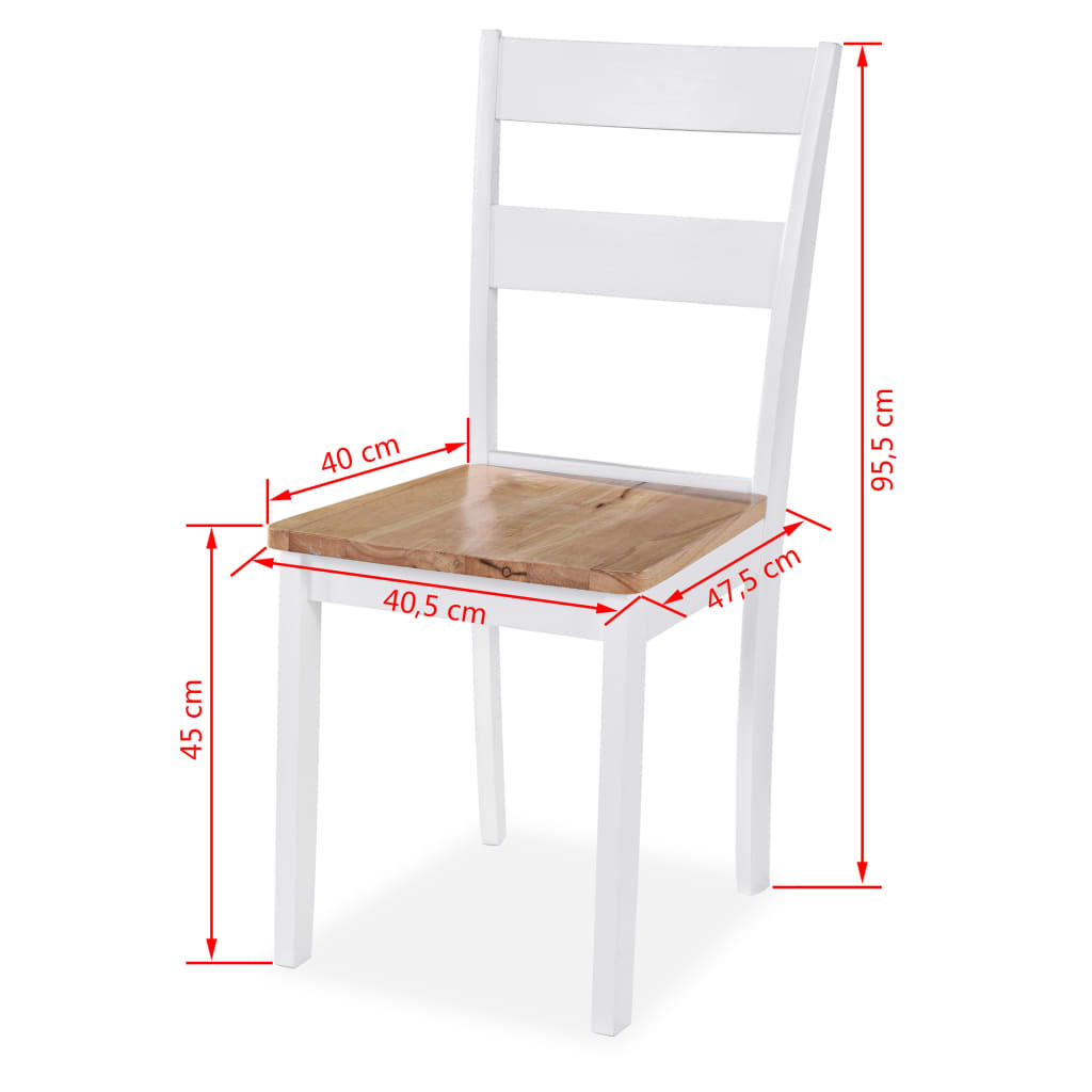 vidaXL Ensemble de salle à manger 3 pcs MDF et bois d'hévéa Blanc