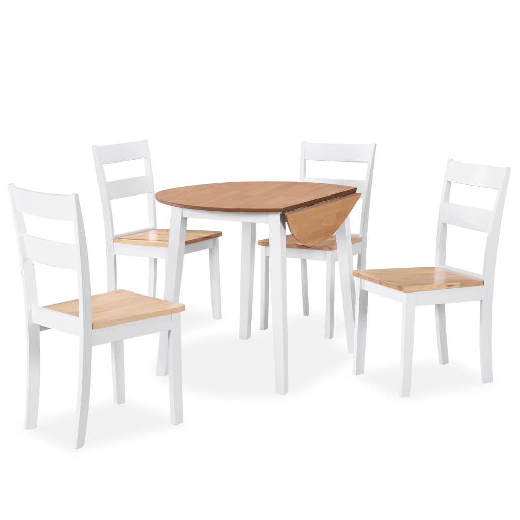 vidaXL Ensemble de salle à manger 5 pcs MDF et bois d'hévéa Blanc