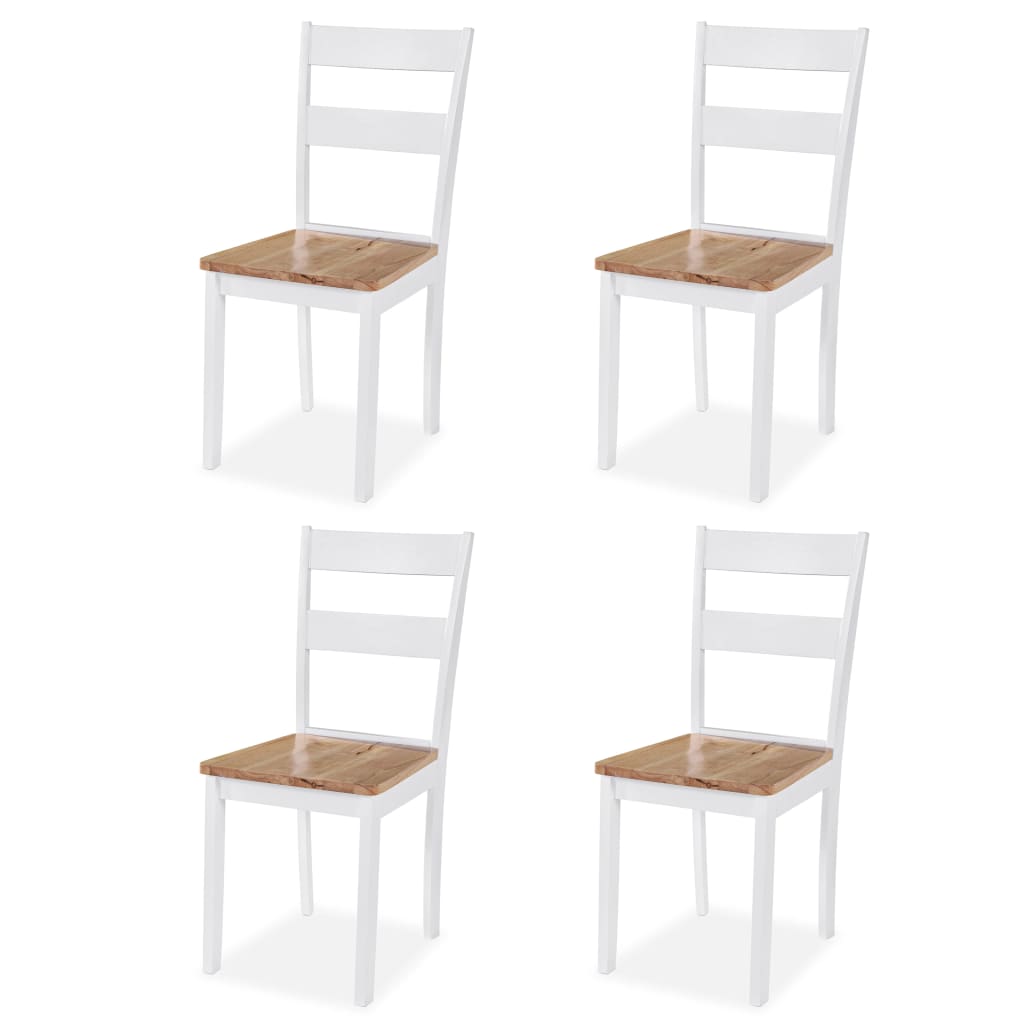 vidaXL Ensemble de salle à manger 5 pcs MDF et bois d'hévéa Blanc