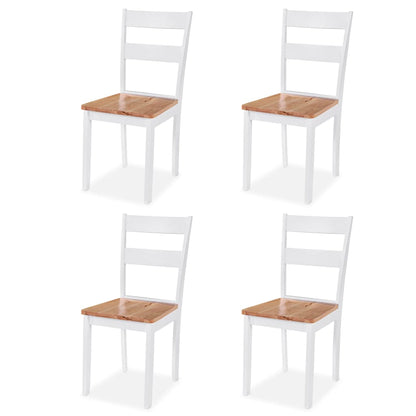 vidaXL Ensemble de salle à manger 5 pcs MDF et bois d'hévéa Blanc