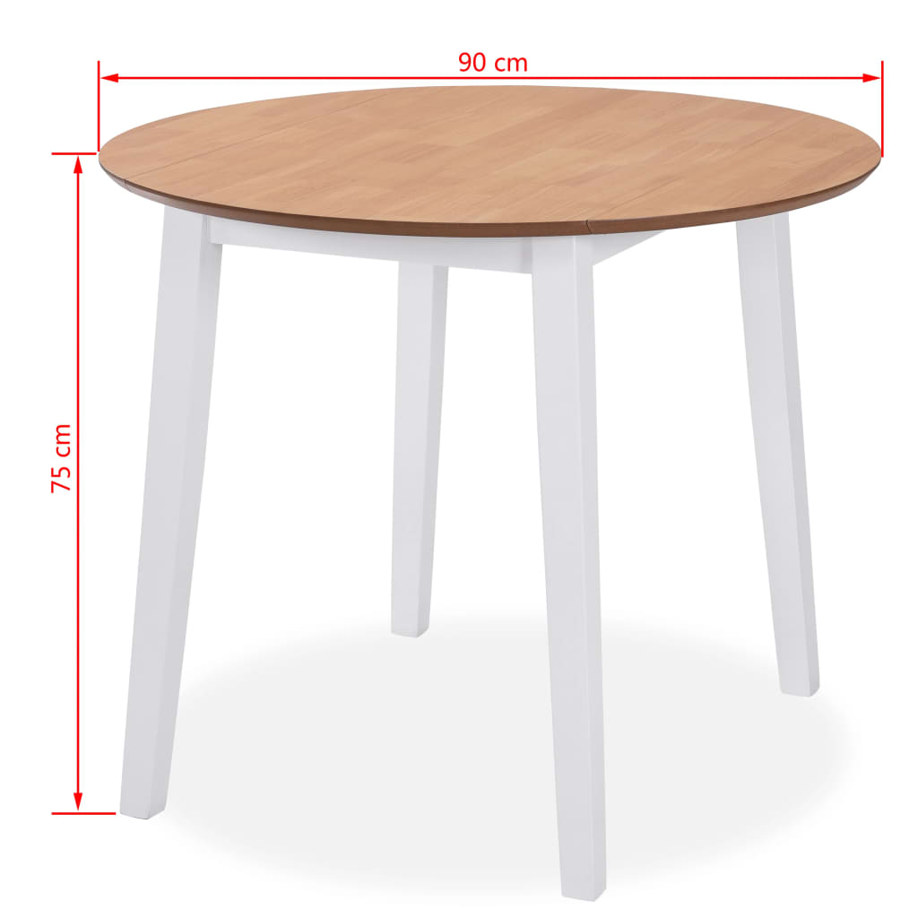 vidaXL Ensemble de salle à manger 5 pcs MDF et bois d'hévéa Blanc