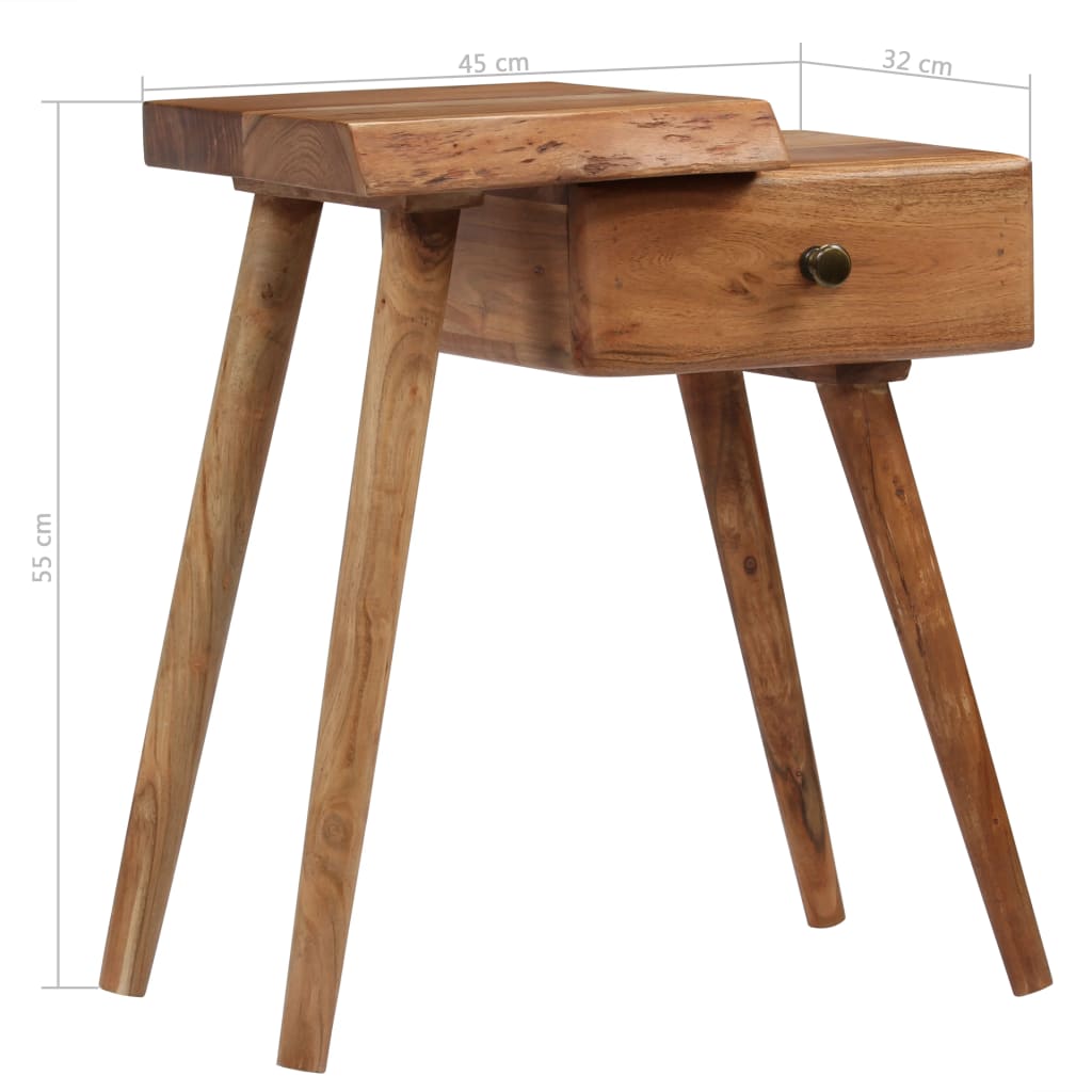 vidaXL Table de chevet Bois d'acacia massif 45x32x55 cm