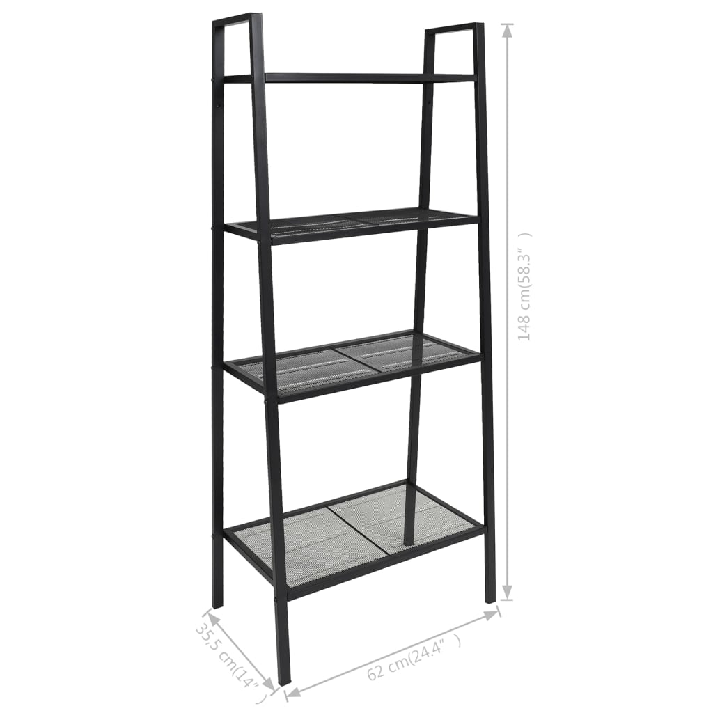 vidaXL Étagère échelle 4 niveaux Métal Noir