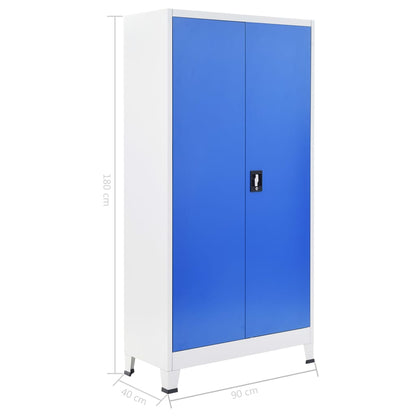 vidaXL Büroschrank Metall 90x40x180 cm Grau und Blau