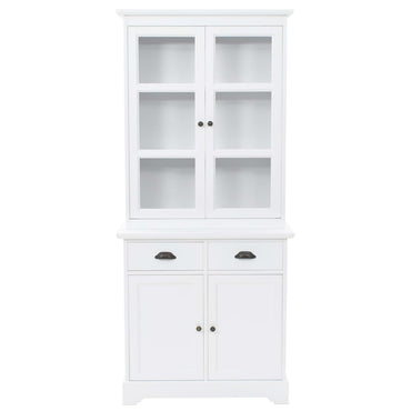 vidaXL Vitrinenschrank mit 4 Türen MDF und Kiefernholz 80x40x180 cm