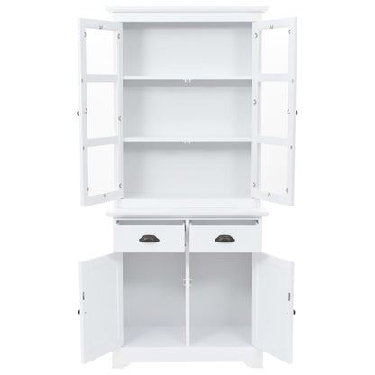 vidaXL Vitrinenschrank mit 4 Türen MDF und Kiefernholz 80x40x180 cm