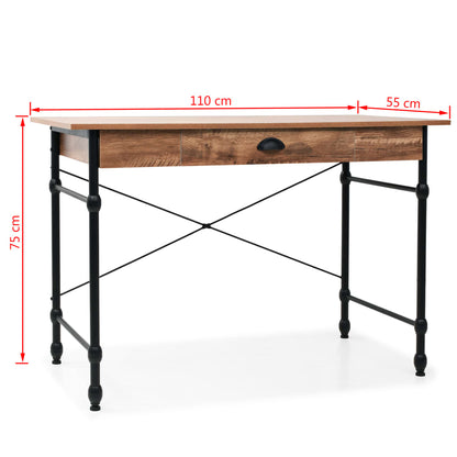vidaXL Bureau avec tiroir 110 x 55 x 75 cm Couleur chêne