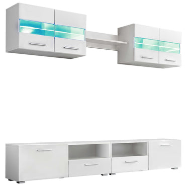 VidaXL Ensemble meuble TV 5 pièces avec lumières LED Blanc brillant