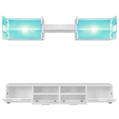VidaXL Ensemble meuble TV 5 pièces avec lumières LED Blanc brillant