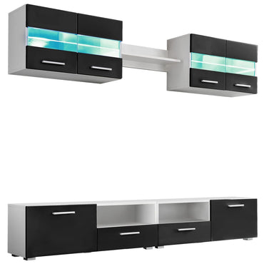 vidaXL Ensemble de meubles TV 5 pcs. Lumières LED Noir brillant