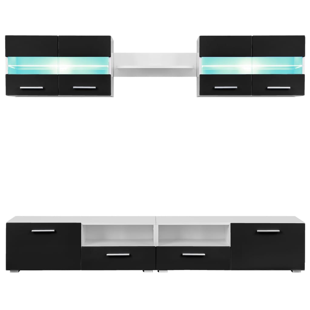 vidaXL Ensemble de meubles TV 5 pcs. Lumières LED Noir brillant
