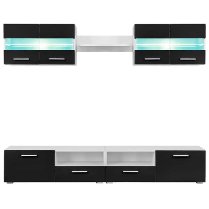 vidaXL Ensemble de meubles TV 5 pcs. Lumières LED Noir brillant