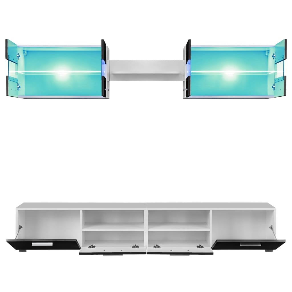 vidaXL Ensemble de meubles TV 5 pcs. Lumières LED Noir brillant