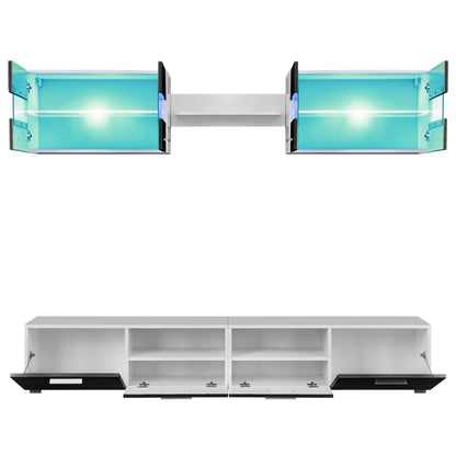 vidaXL Ensemble de meubles TV 5 pcs. Lumières LED Noir brillant
