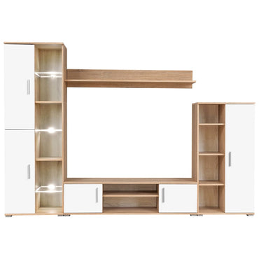 Meuble TV mural vidaXL avec lumières LED chêne Sonoma et blanc