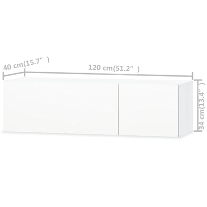 vidaXL TV-Schränke 2 Stk. Holzwerkstoff 120x40x34 cm Hochglanz Weiß