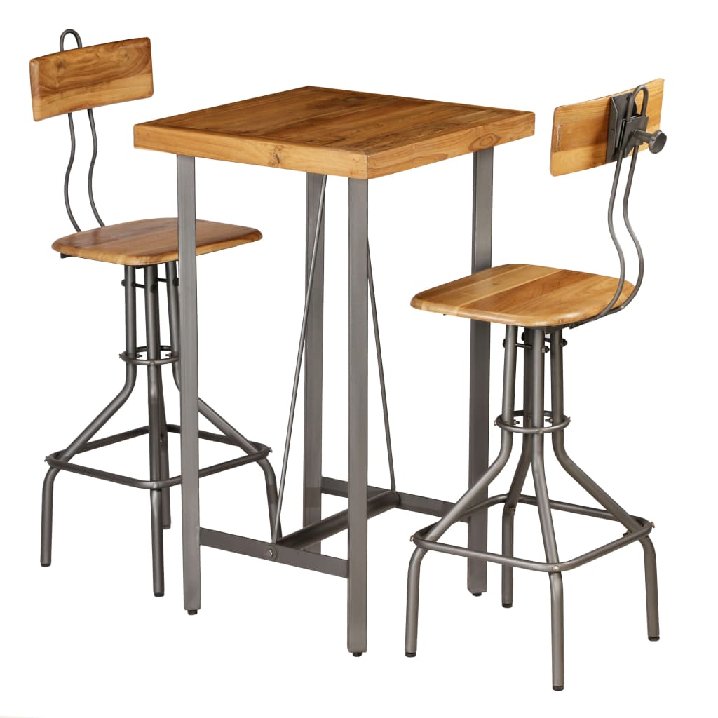 vidaXL Ensemble de bar 3 pièces Bois de teck massif recyclé