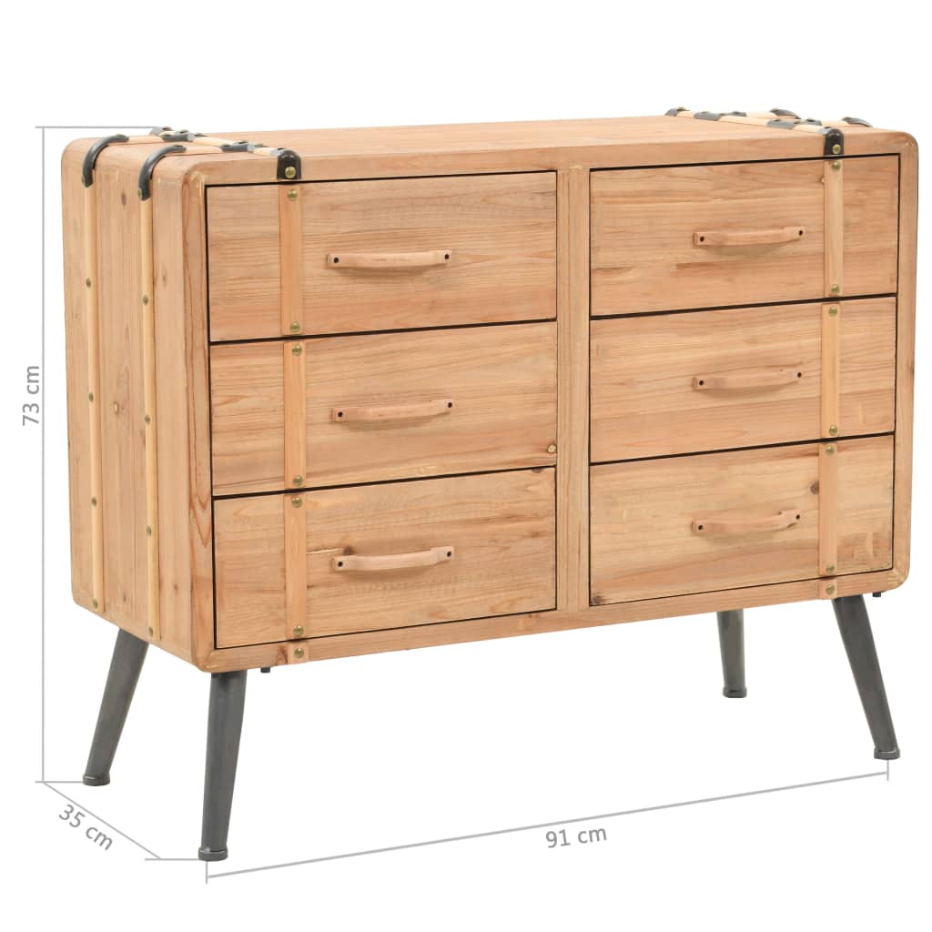 vidaXL Schubladenkommode Massivholz Tanne 91x35x73 cm