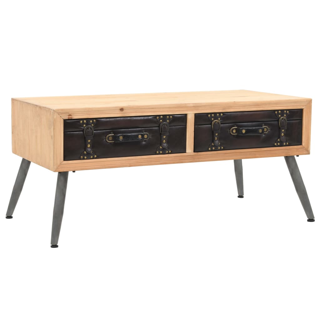 vidaXL Table basse en bois de sapin massif 115 x 55 x 50 cm