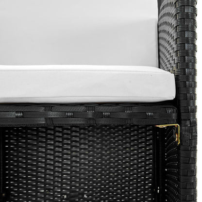 vidaXL 5-tlg. Garten-Essgruppe mit Auflagen Poly Rattan Schwarz