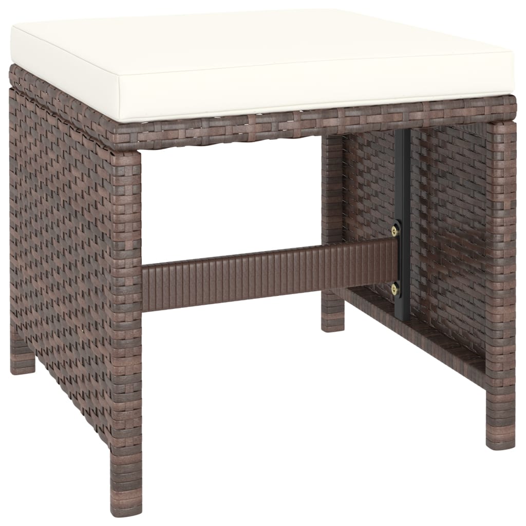 6-tlg. Garten-Essgruppe mit Auflagen Poly Rattan Braun