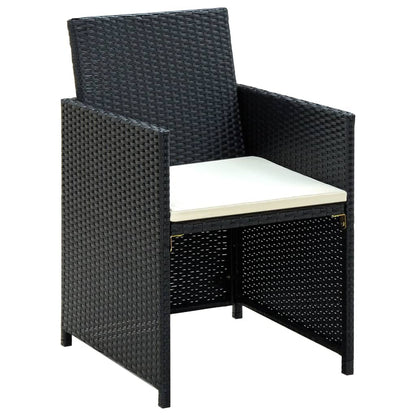 vidaXL Salon de jardin 4 pcs avec coussins résine tressée noir